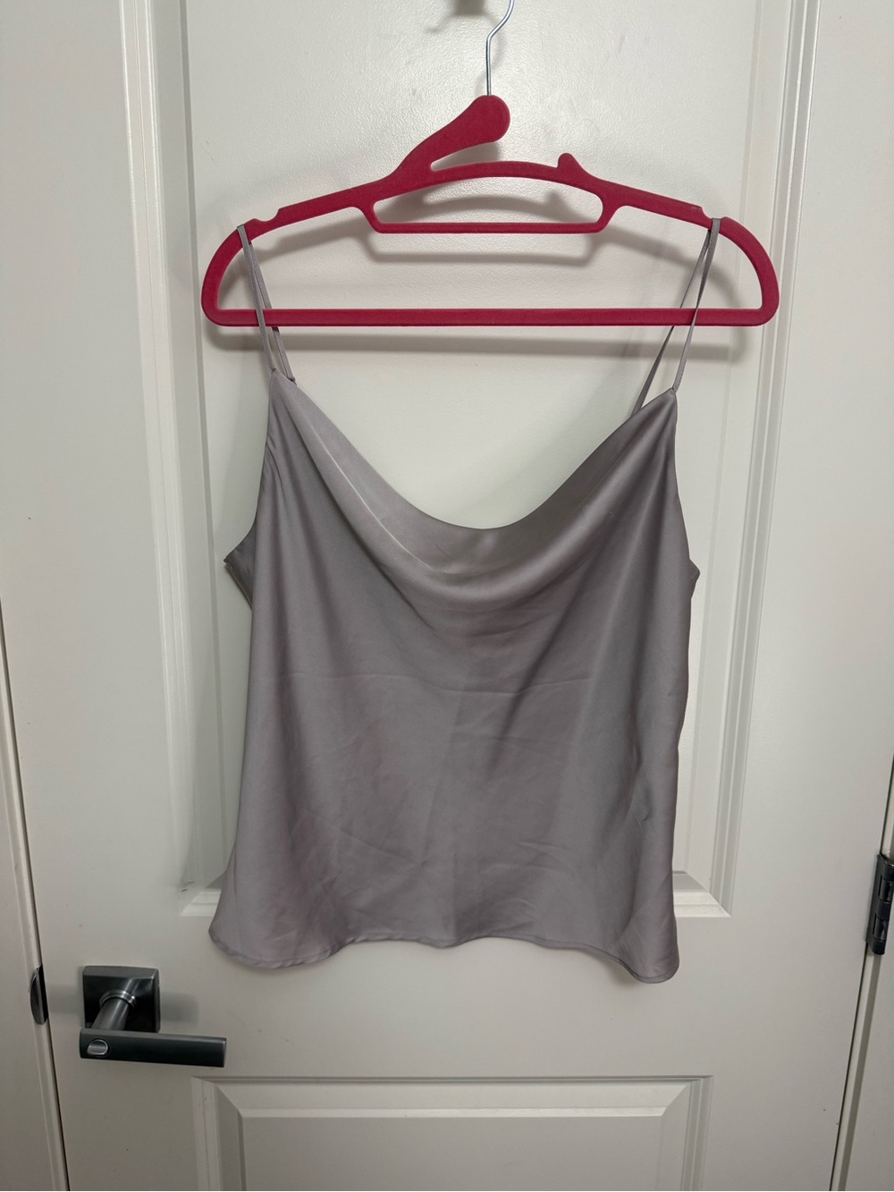 Dynamite Satin Cropped Camisole - Light Gray in size M